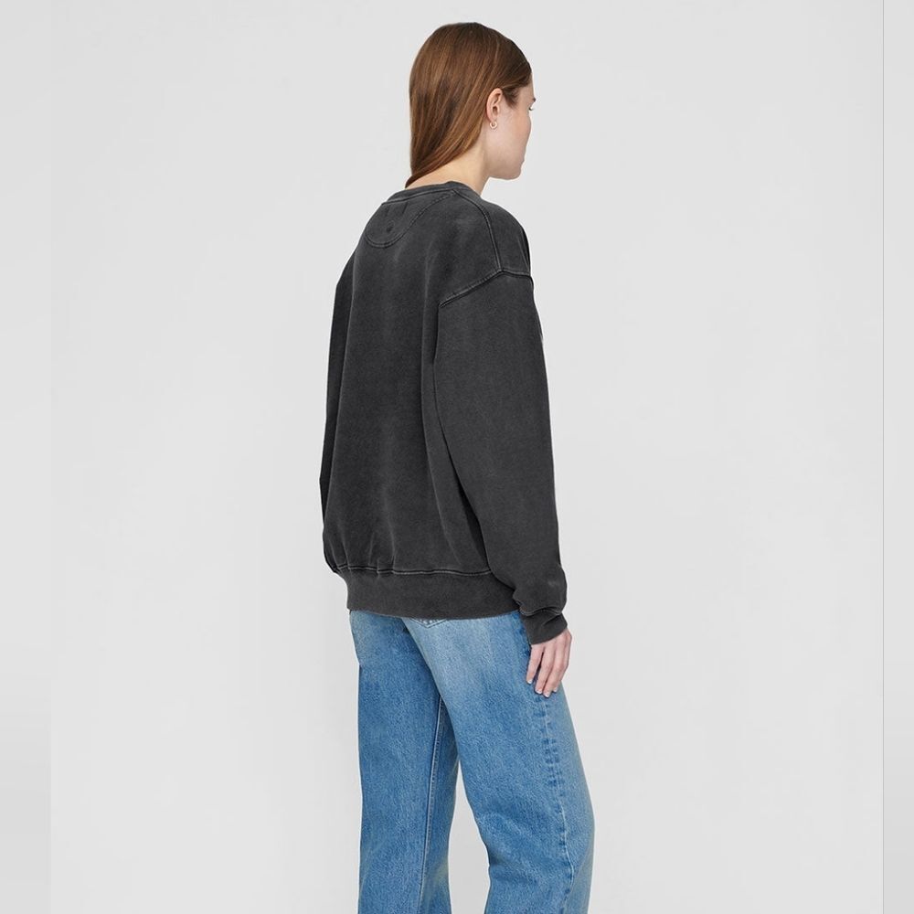 Anine Bing Charcoal Los Angeles Crewneck Ramona Sweatshirt Washed Black Size XS - Picture 2 of 6